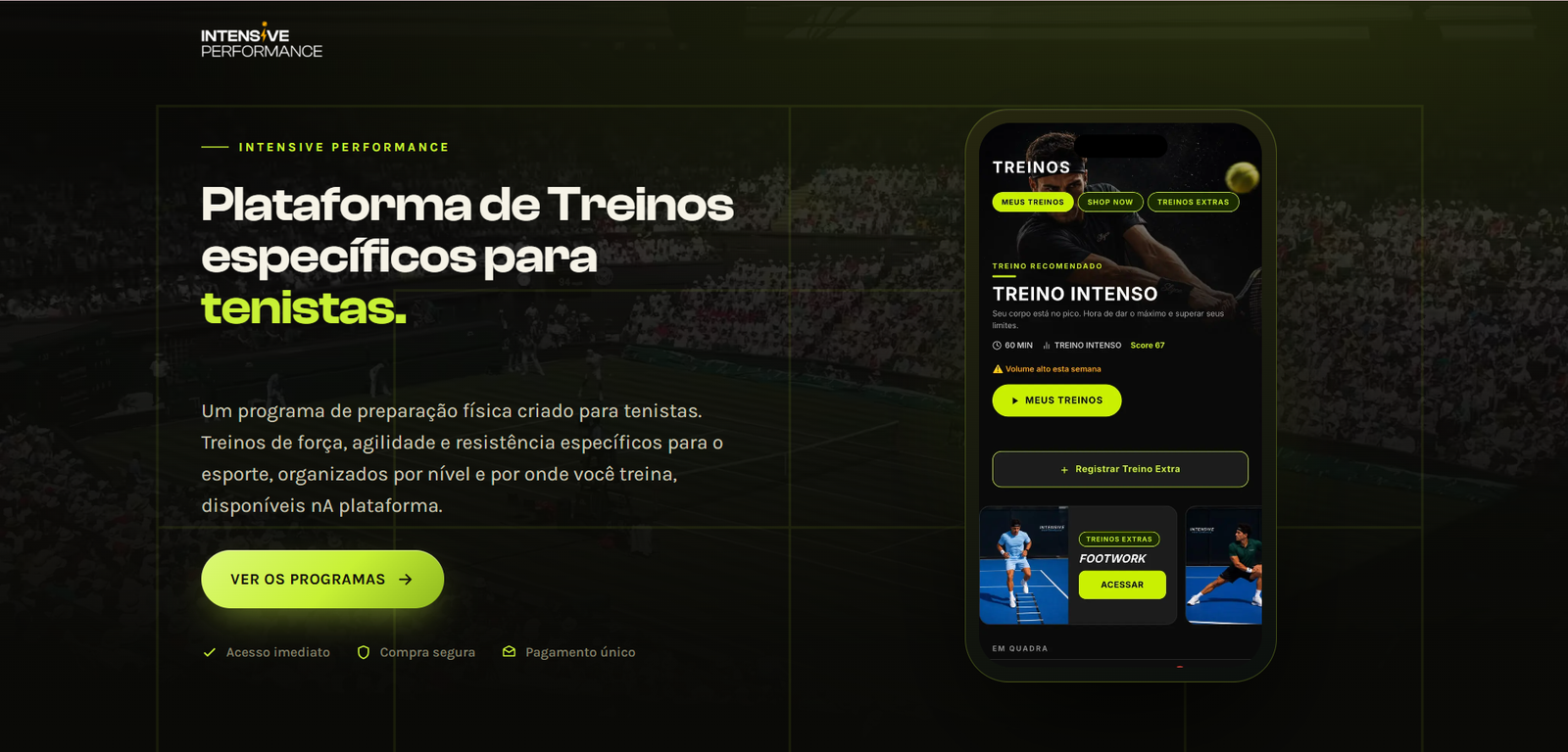 Exemplo de landing page: Intensive Performance